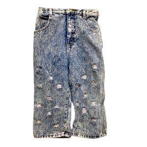 Vintage‎ The fashion academy stone washed denim capris size 5 (468)